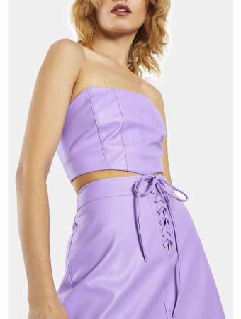 Orchid-PU A-Line Mini-Skirt