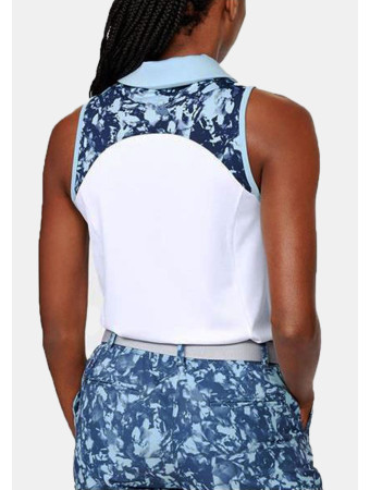 ZINGER SLEEVELESS BLOCKED POLO - WHITE/BLUE
