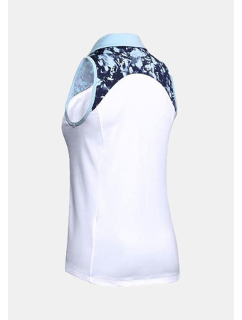 ZINGER SLEEVELESS BLOCKED POLO - WHITE/BLUE