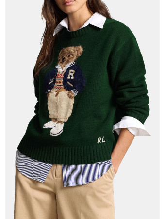 POLO BEAR WOOL CASHMERE SWEATER - JUMPER - MOSS AGATE
