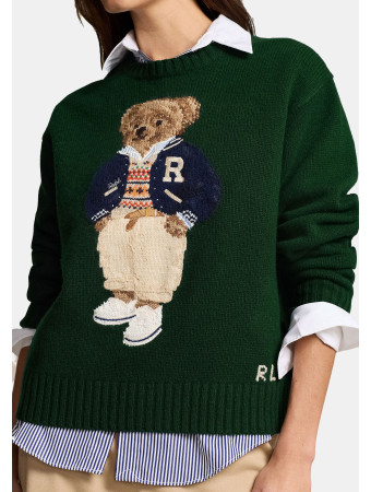POLO BEAR WOOL CASHMERE SWEATER - JUMPER - MOSS AGATE